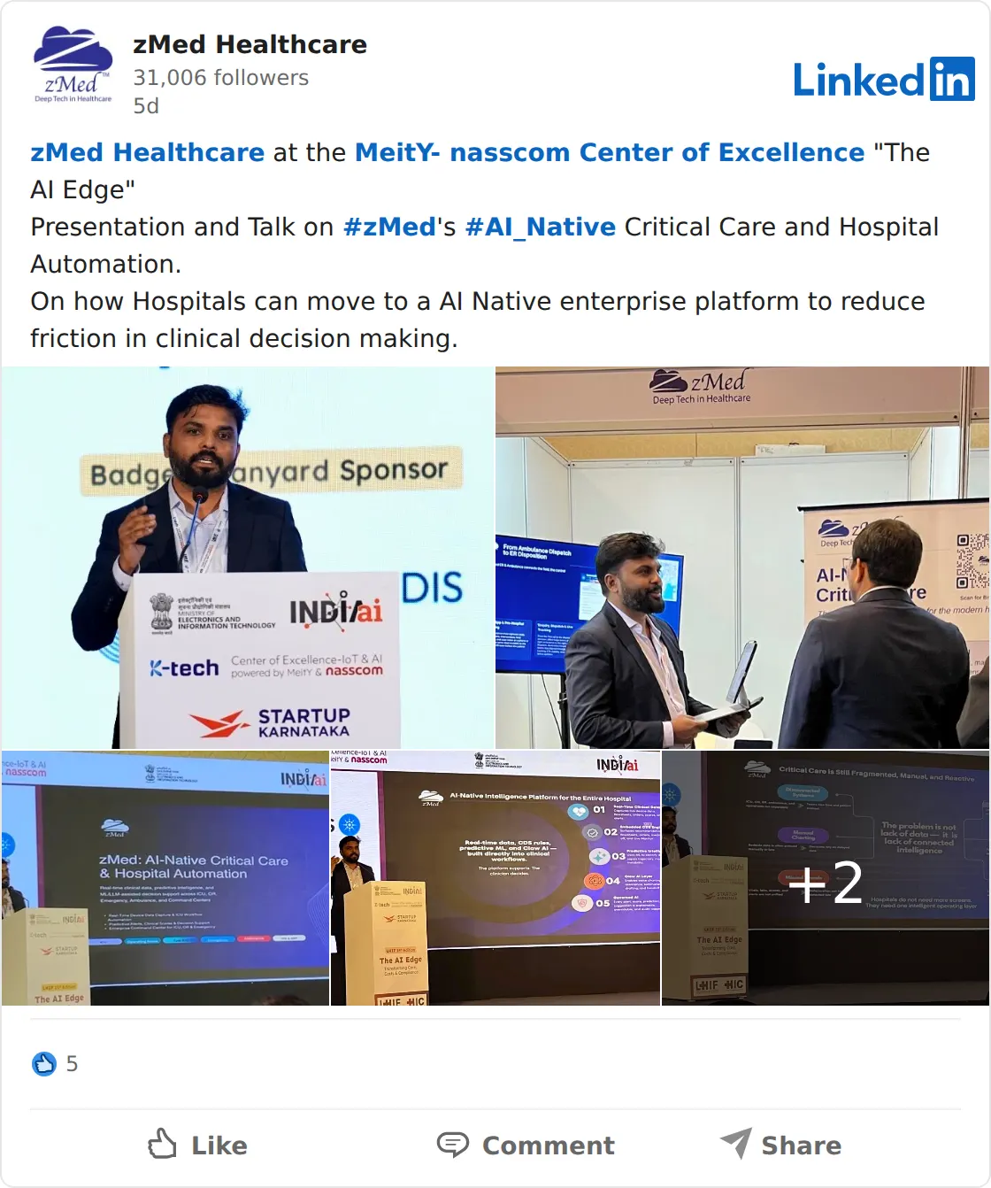 LinkedIn post: zMed Healthcare at the MeitY national event