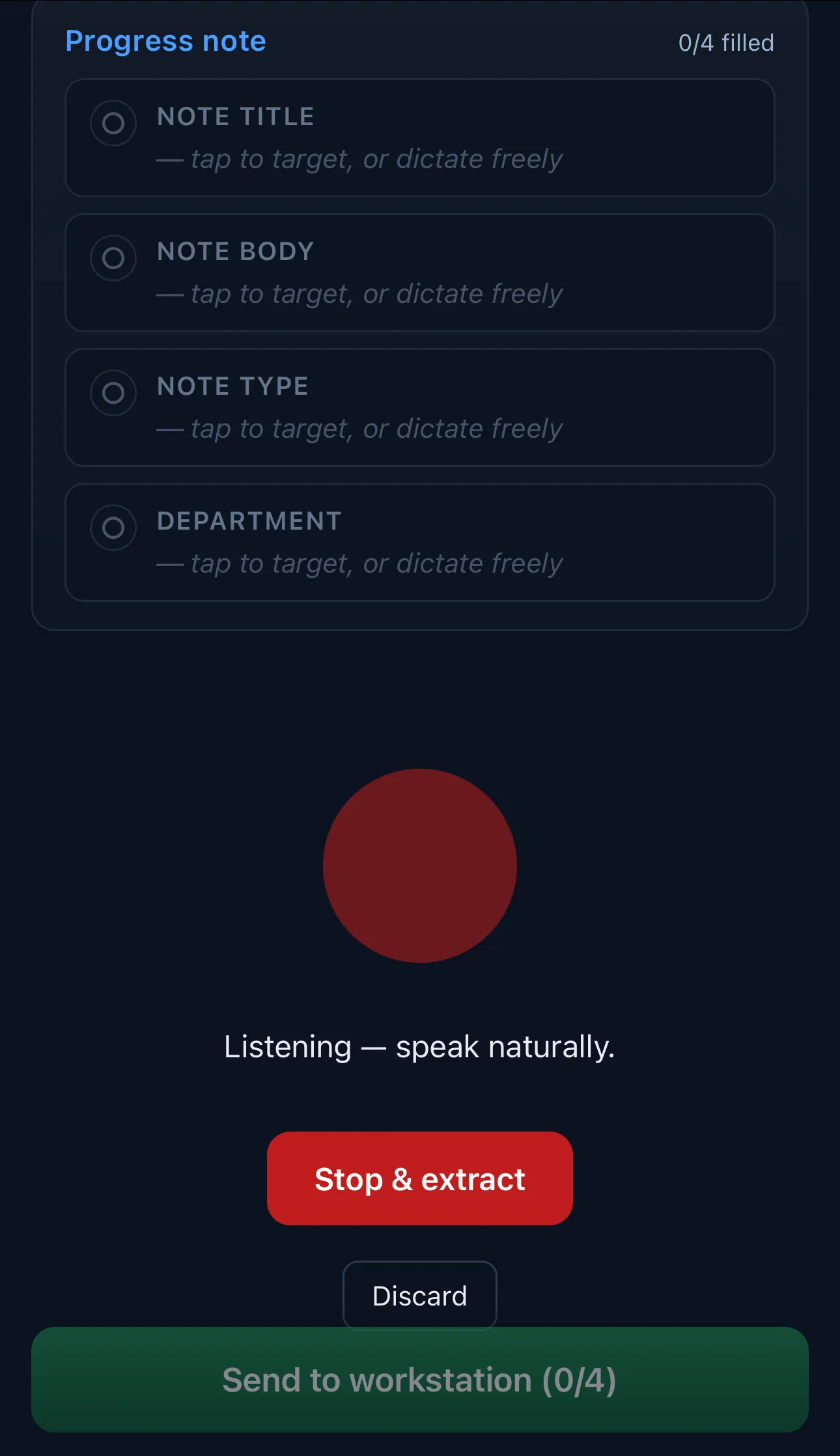 zMed Clinical AI companion on a phone — structured charting on the move