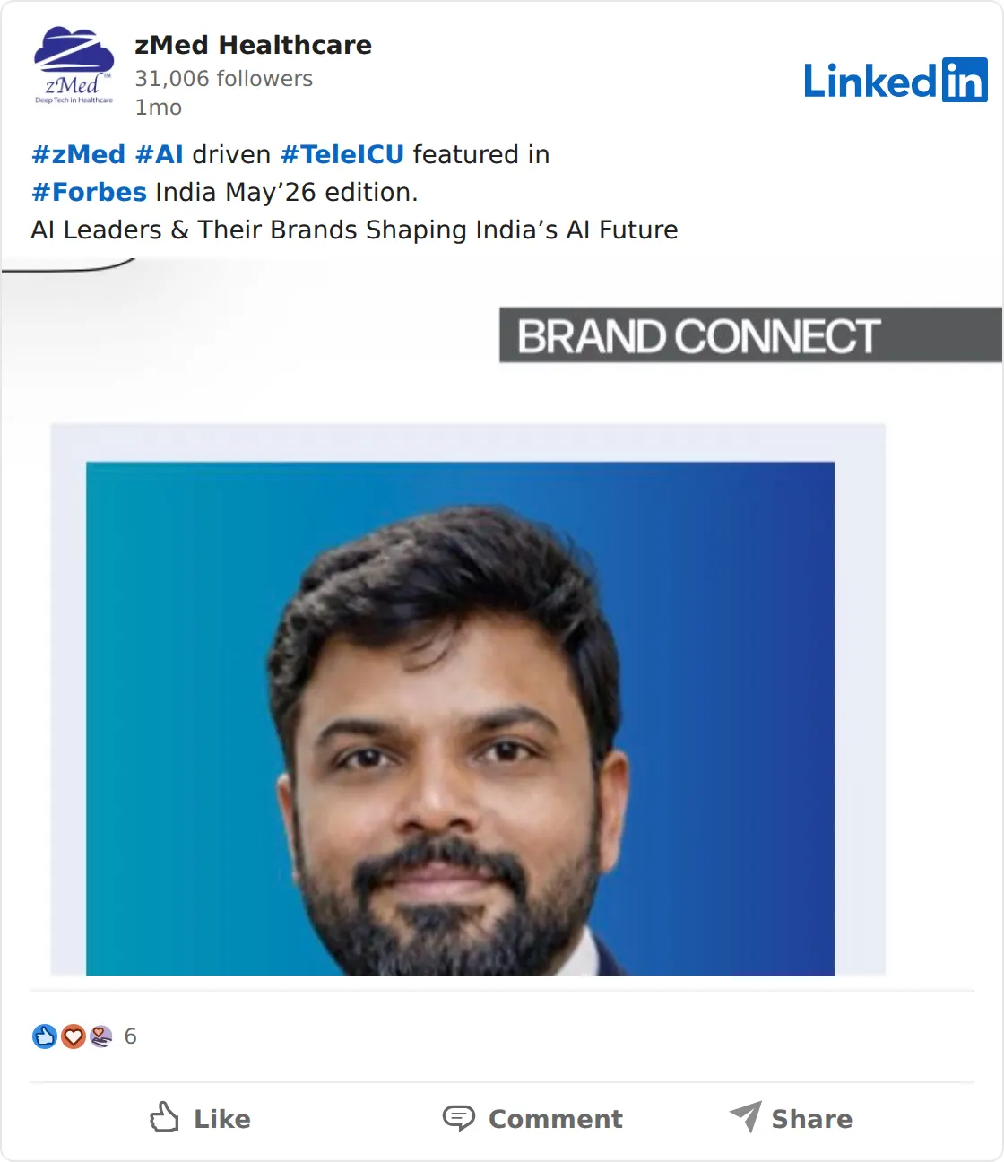 LinkedIn post: zMed tele-ICU features